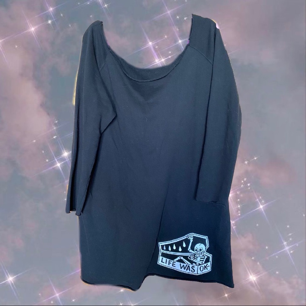 Off the Shoulder Skeleton Patch Dress